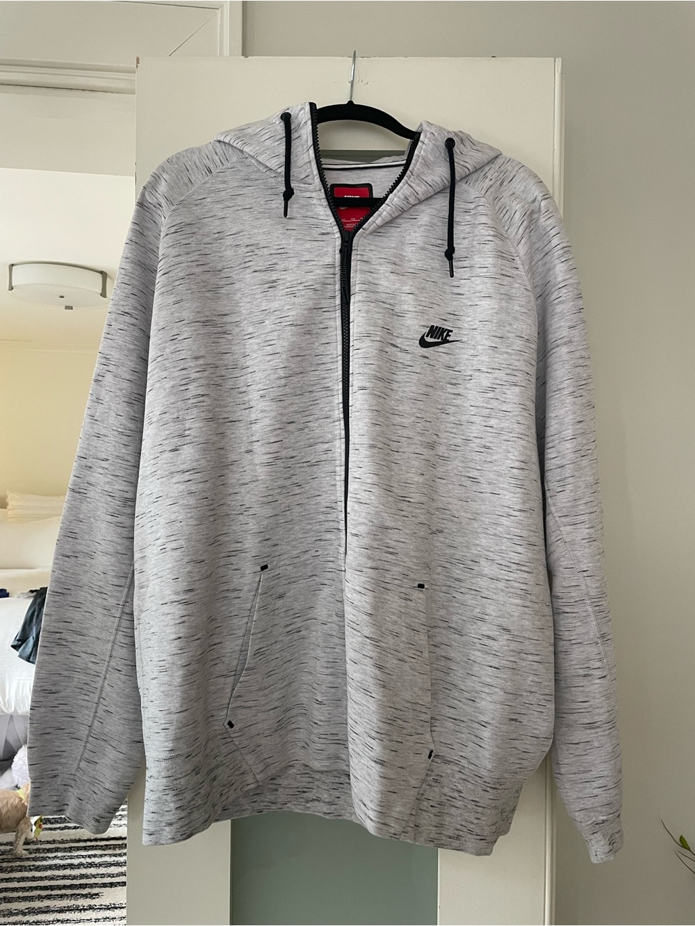 Nike Light Gray Heather Full-Zip Hoodie with Black Accents